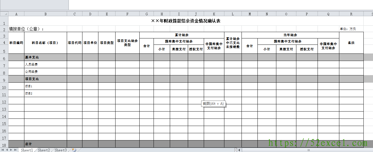 ××年财政拨款结余资金情况确认表Excel模板